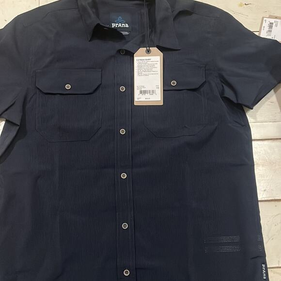 PrAna Mens Cayman Shirt XS Nautical Blue Featherweight Air Mesh Standard Fit - Picture 4 of 10